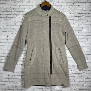 Title Nine Jacket Womens Light Gray Wool Blend Tunic Full Zip Sweater Size Small
